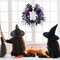 Halloween Skull Wreath for Front Door with Lights, 20 Inch Pre-Lit Black Purple Rose Spider, Gothic Garland Creepy Decor for Home Wall Porch Outdoor Indoor